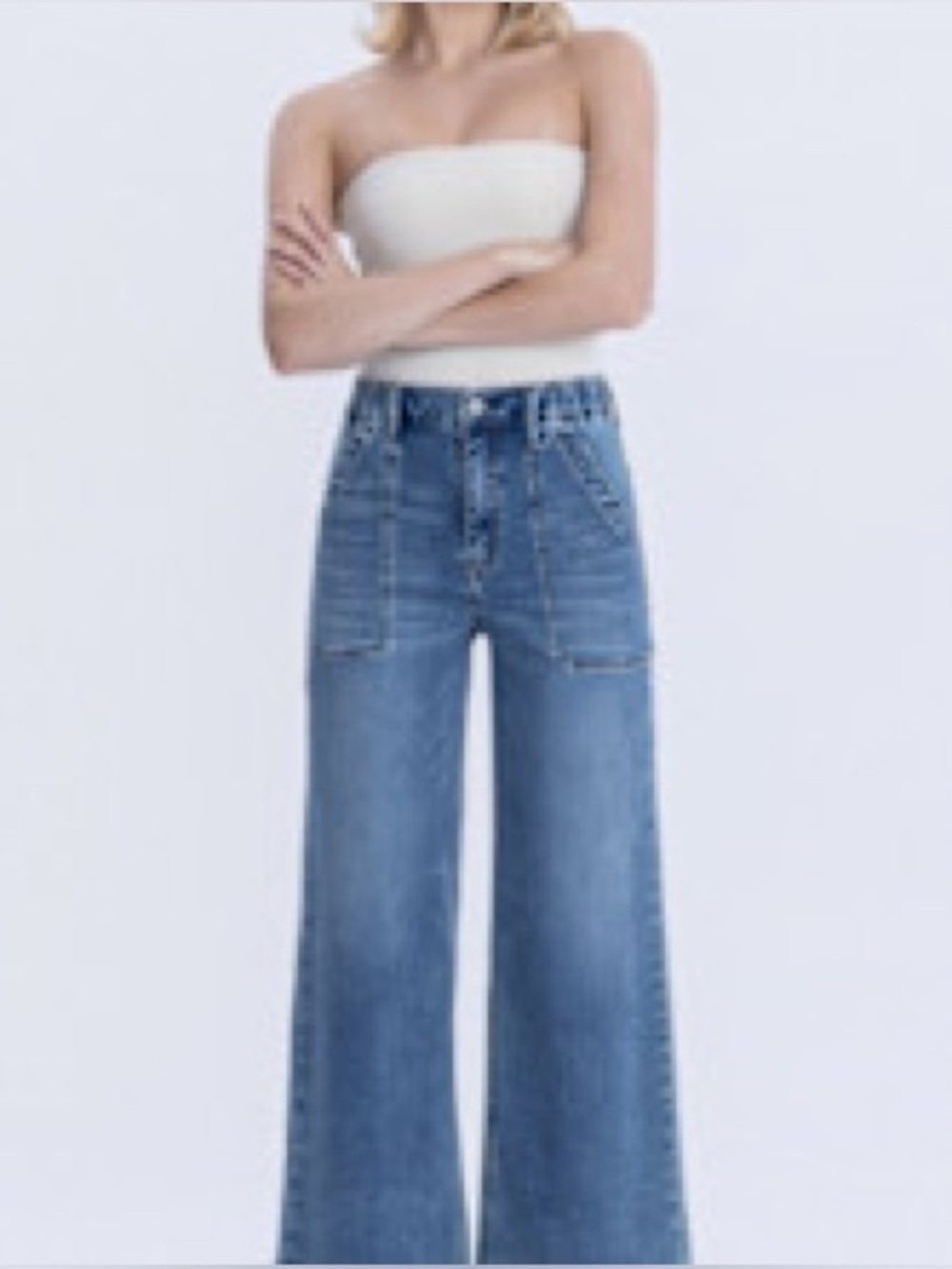 Wide Leg High-Rise Blue Women's Jeans